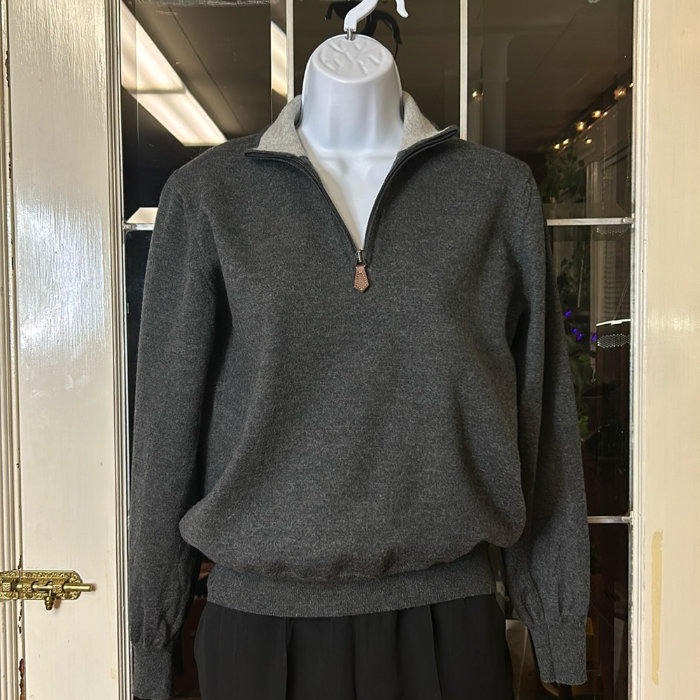 Lorenzo Magni 100% Wool Quarter Zip Sweater Made in Italy Small